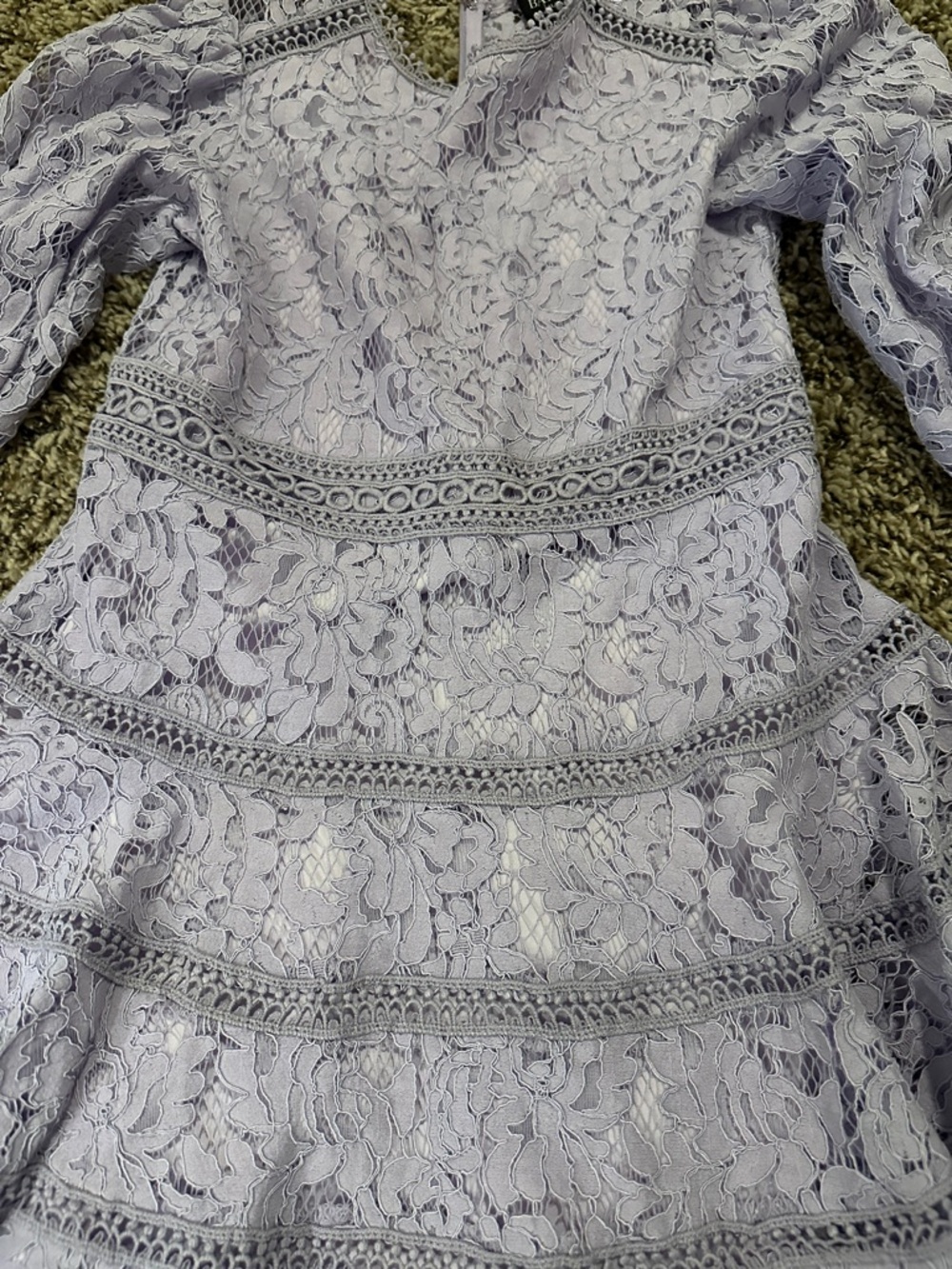 Bardot Lilac Lace Long-Sleeve Fit & Flare Dress - Picture 3 of 4